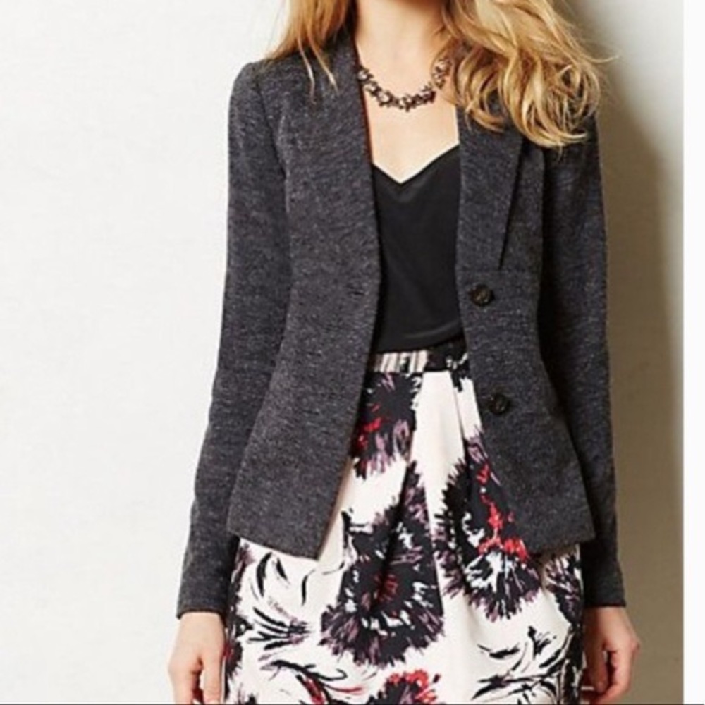 Anthropologie Cartonnier Spliced Heather Gray Blazer